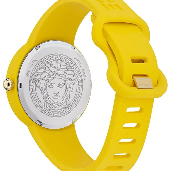 Versace Unisex Men Women Yellow Watch Medusa Pop Strap Fashion wristlet case New - Picture 5 of 11